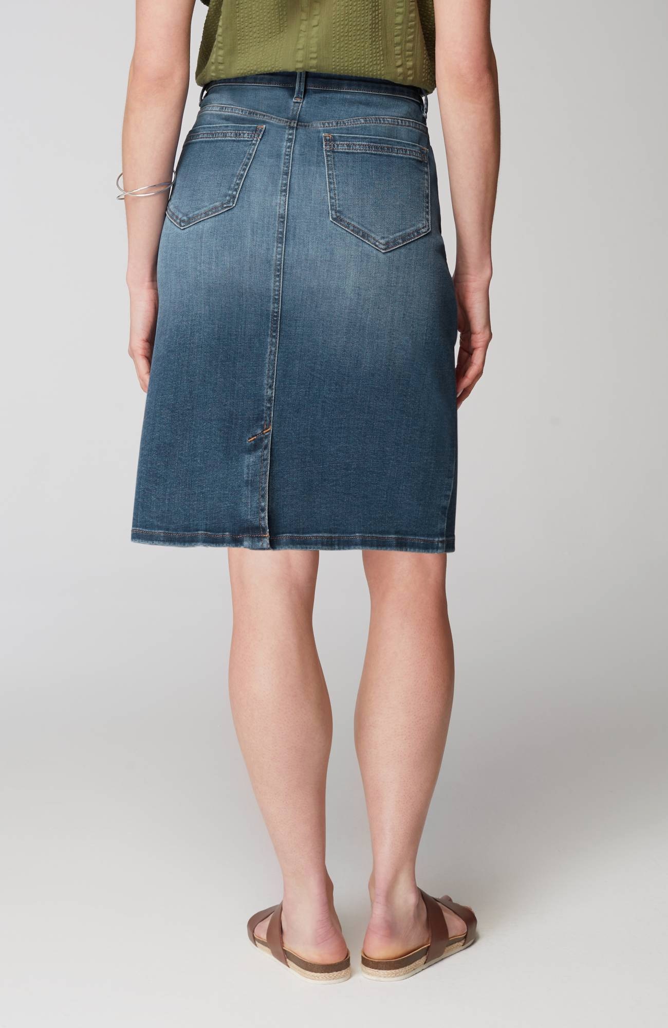 Button-Fly Denim Skirt