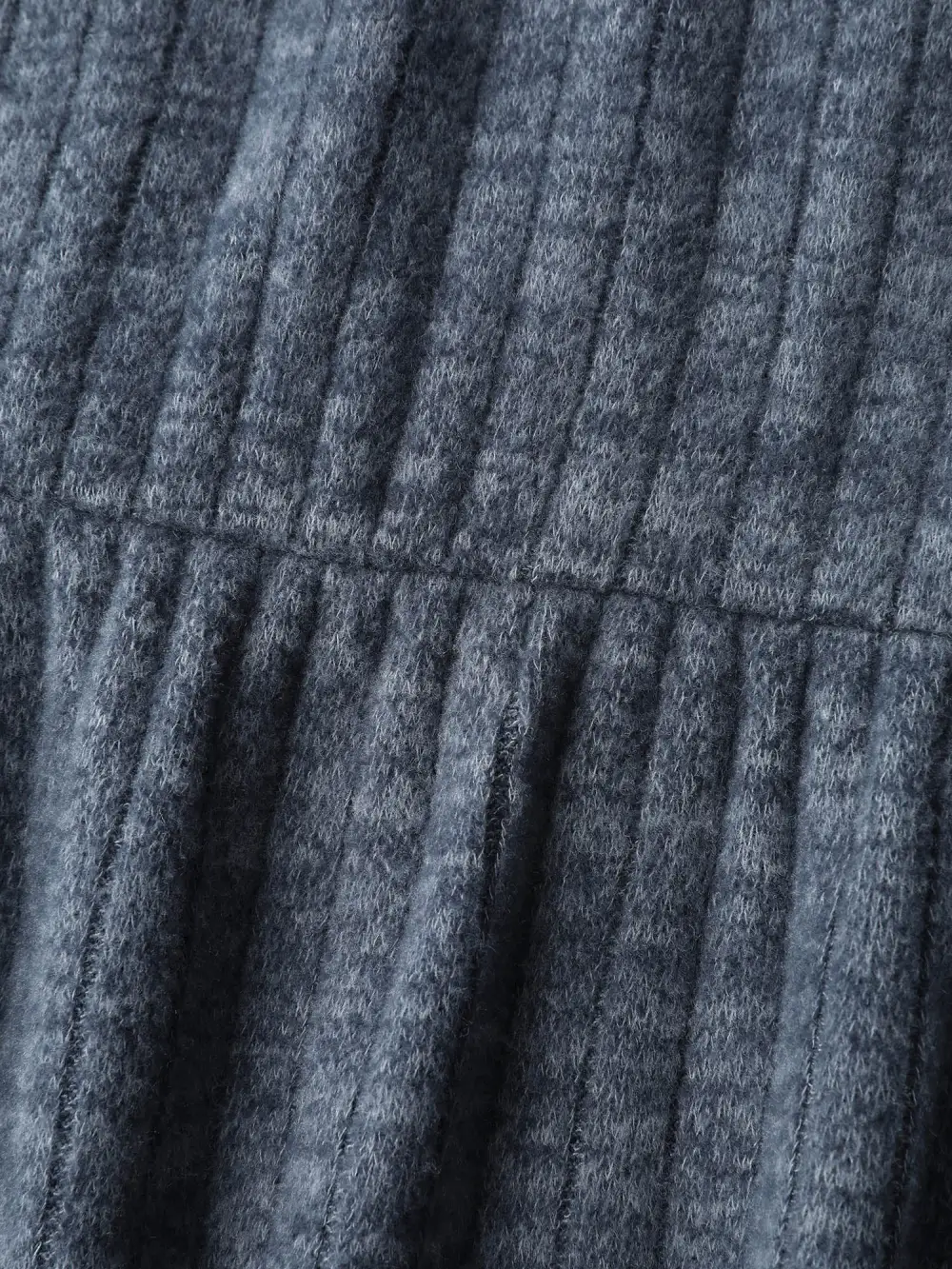 Waffle Velvety Feel Asymmetrical Neck Midi Dress