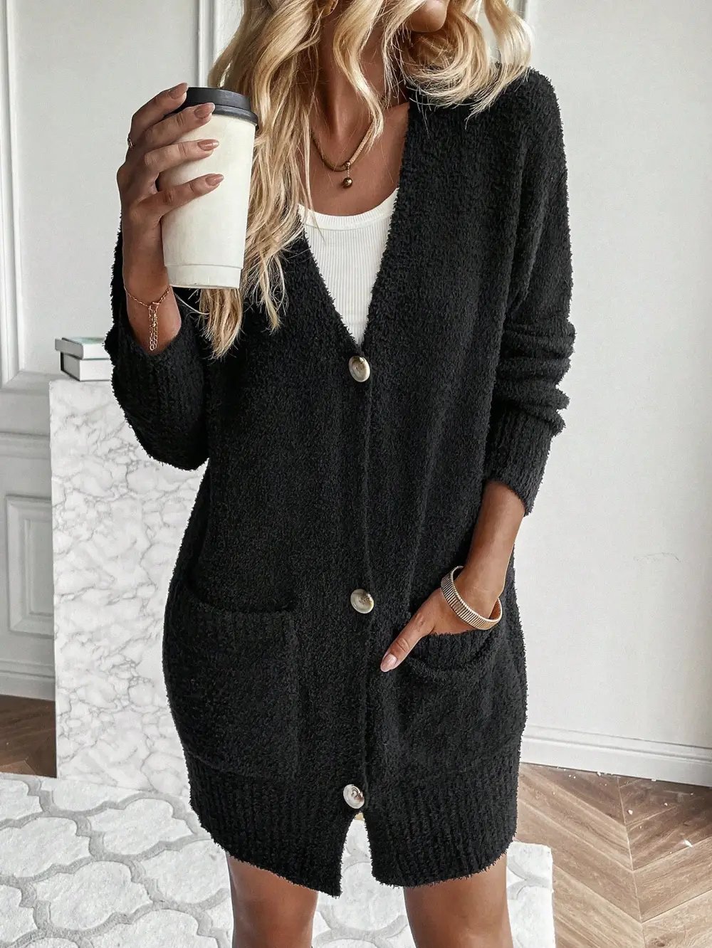 Solid Raglan Sleeve Open Front Cardigan