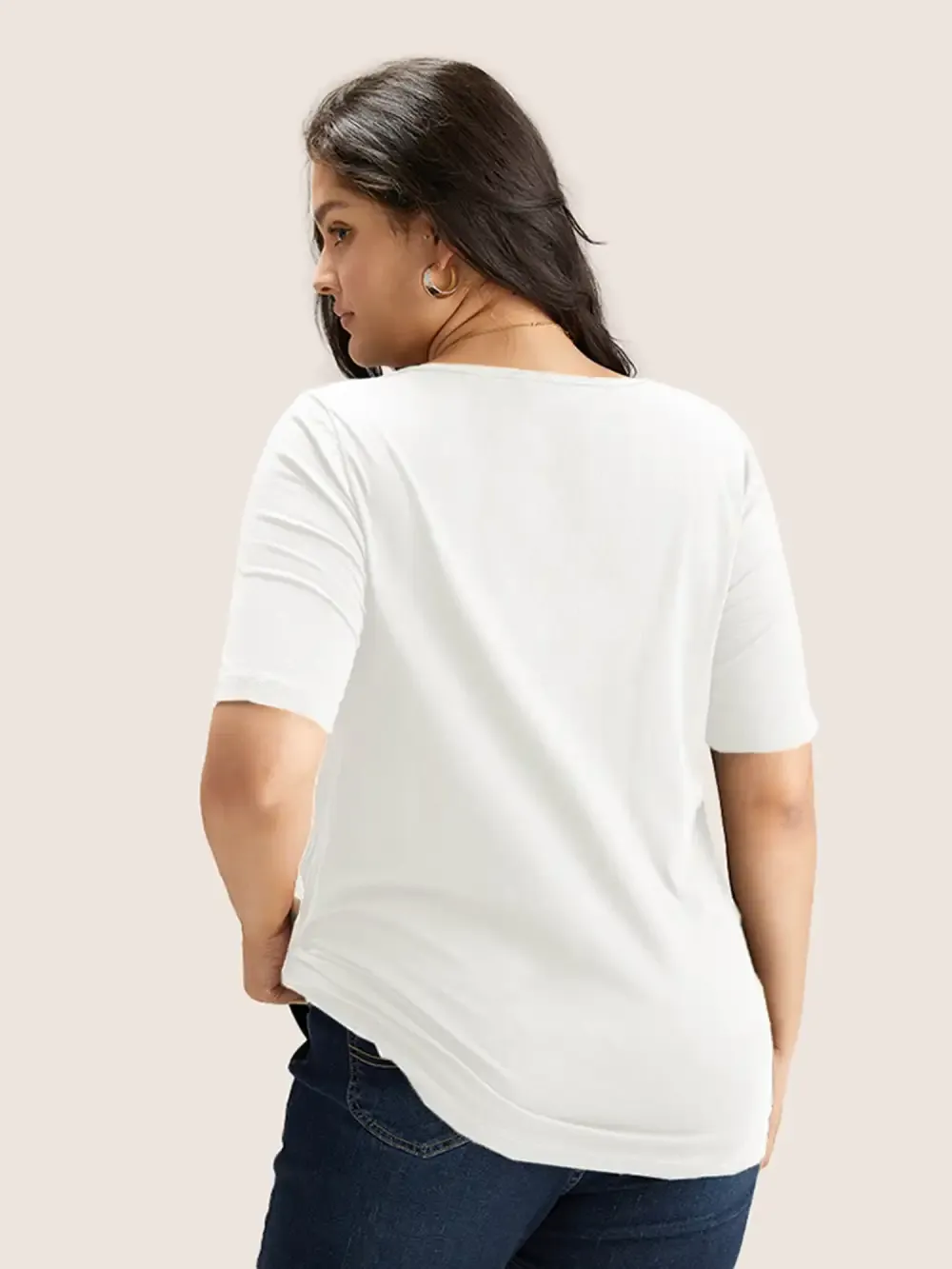 Cotton V Neck Plain Basic T-Shirt