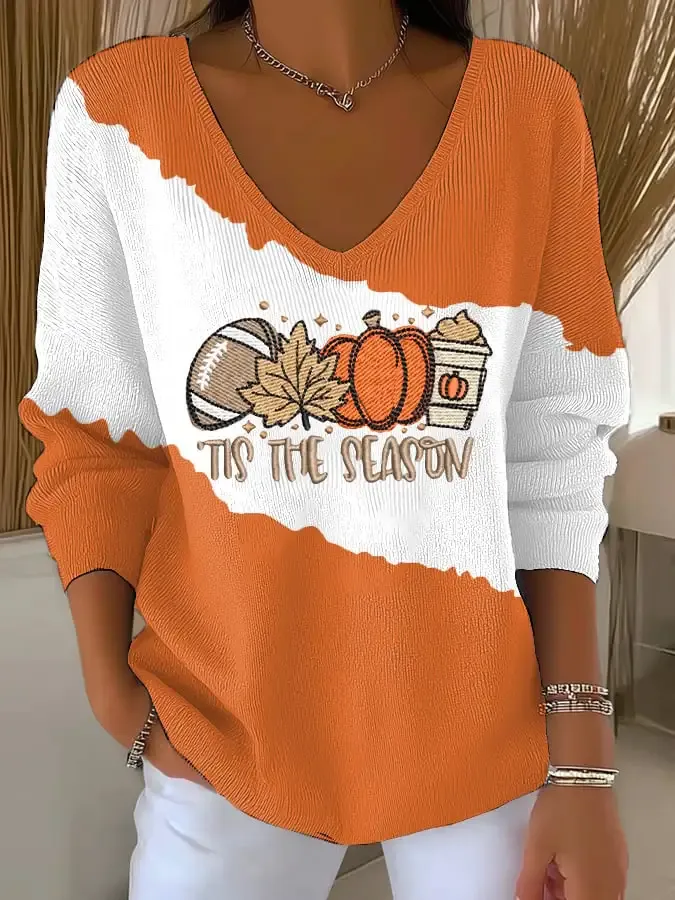 Women'S Retro Tis The Season Pumpkin Print T-Shirt