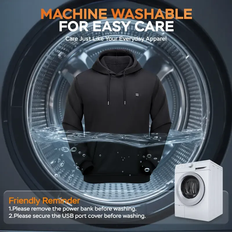 Men Electric Heating Sweatshirt with Fleece Lining-Including batteries