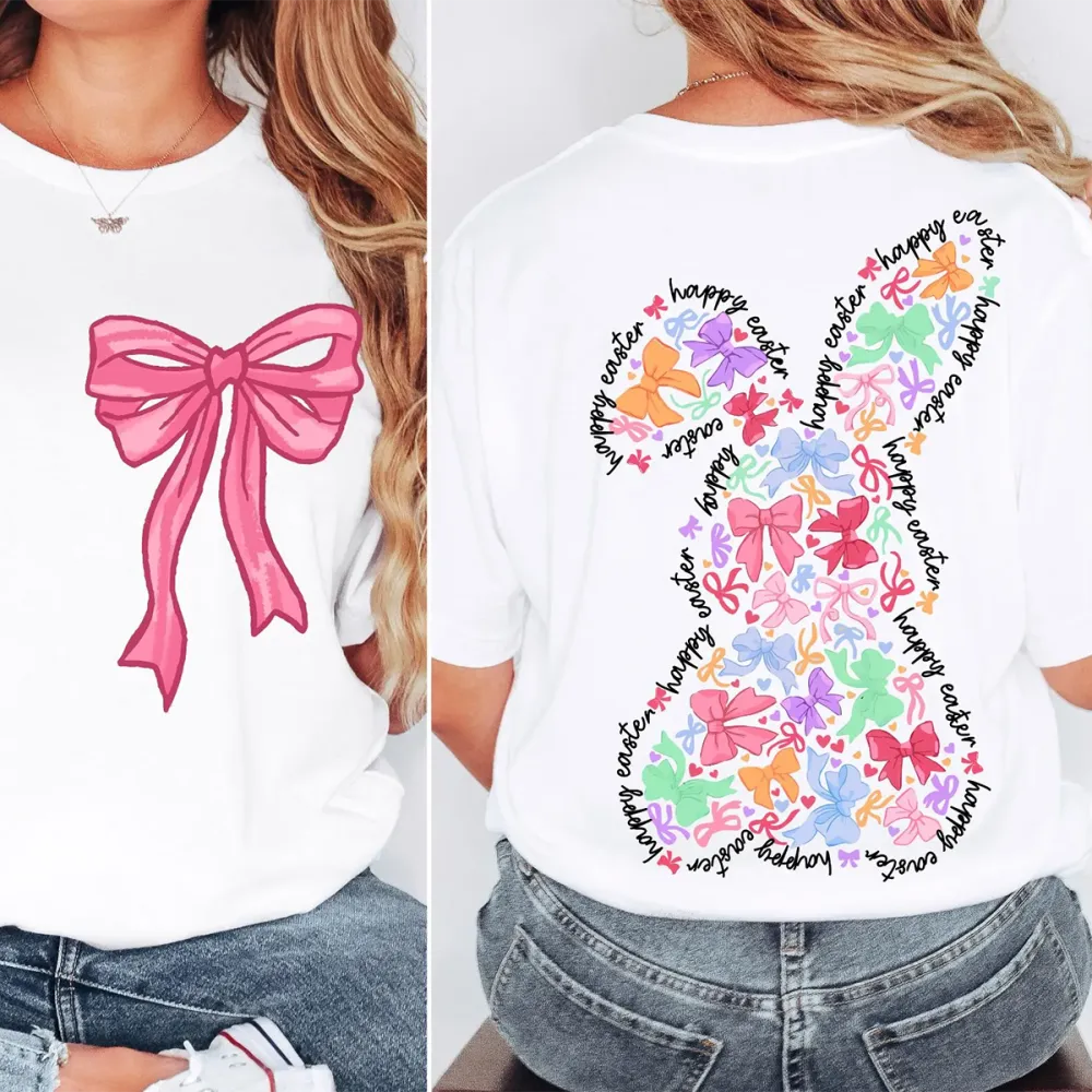 T-shirt Happy Easter Women Printed Round Neck Short Sleeve