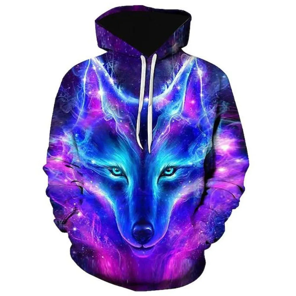 3D Graphic Printed Hoodies Wolf