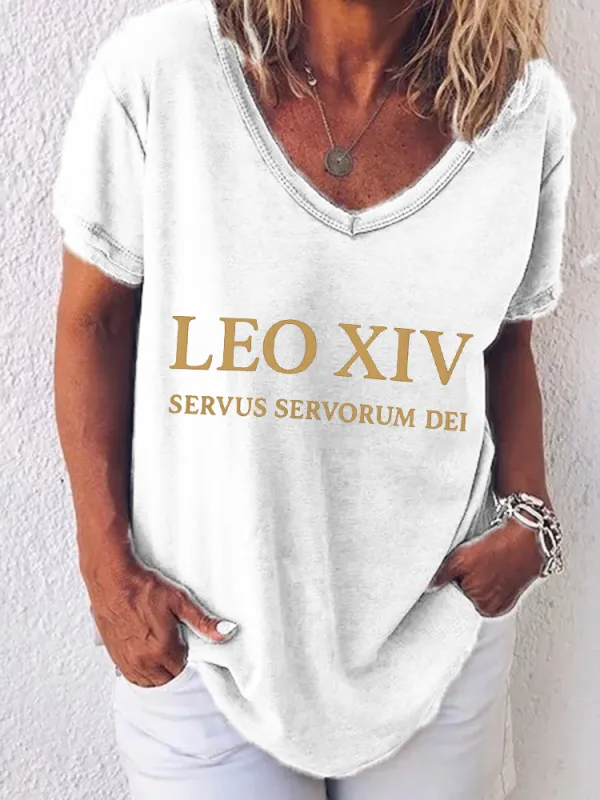 Women'S Pope Leo Xiv Servus Servorum Dei Round-Neck Short-Sleeved T-Shirt