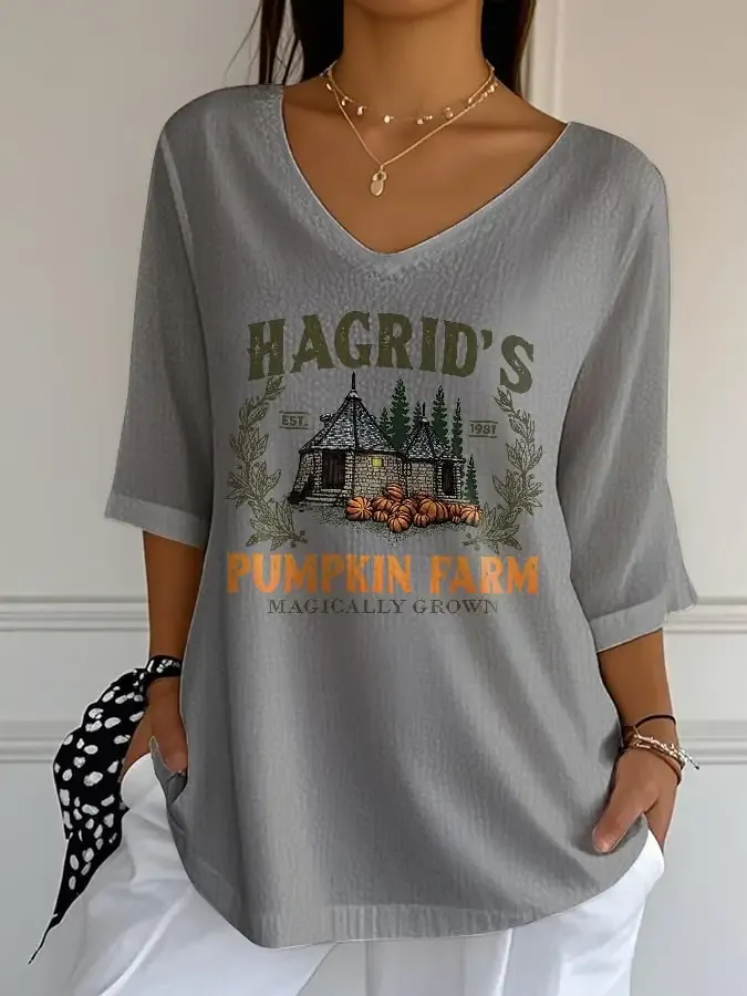 Womens Heiger Pumpkin Farm Fall Season T-Shirt