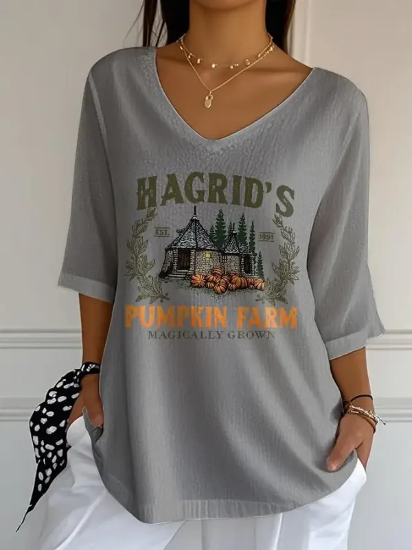 Womens Heiger Pumpkin Farm Fall Season T-Shirt
