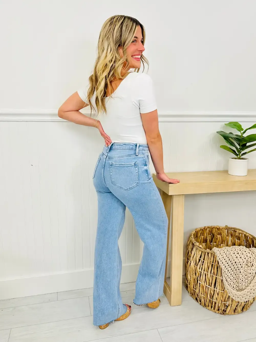 Dream of Me Tummy Control Slim Wide Leg Jeans