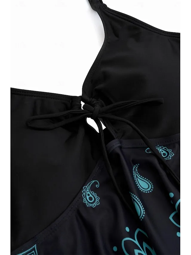 Women's Swimwear Tankini 2 Piece Swim Dress Swimsuit 2 Piece Modest Swimwear Floral Print Strap Vacation Beach Wear Bathing Suits