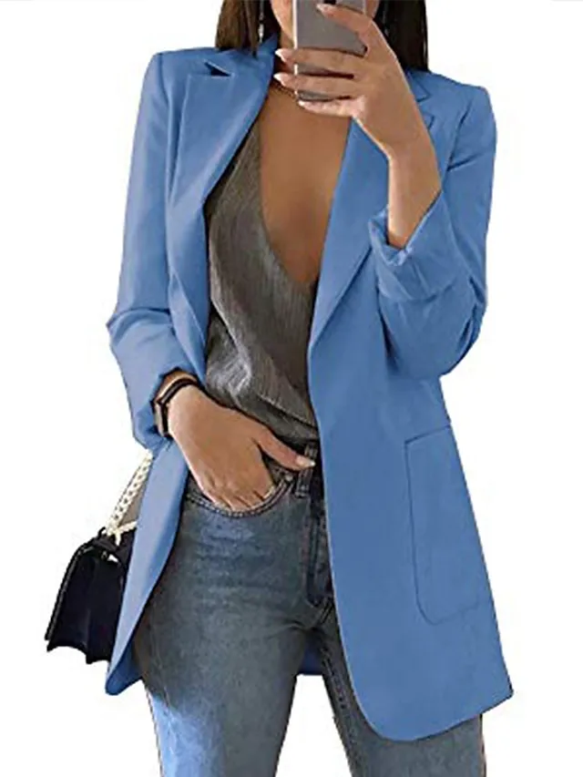 Women's Blazer Open Front Business Office Blazer Outfit with Pocket Casual Clean Fit Formal Spring