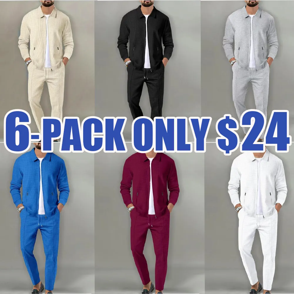 Men's 2-Piece Tracksuit – Zip Jacket & Drawstring Pants, Athletic & Casual Wear