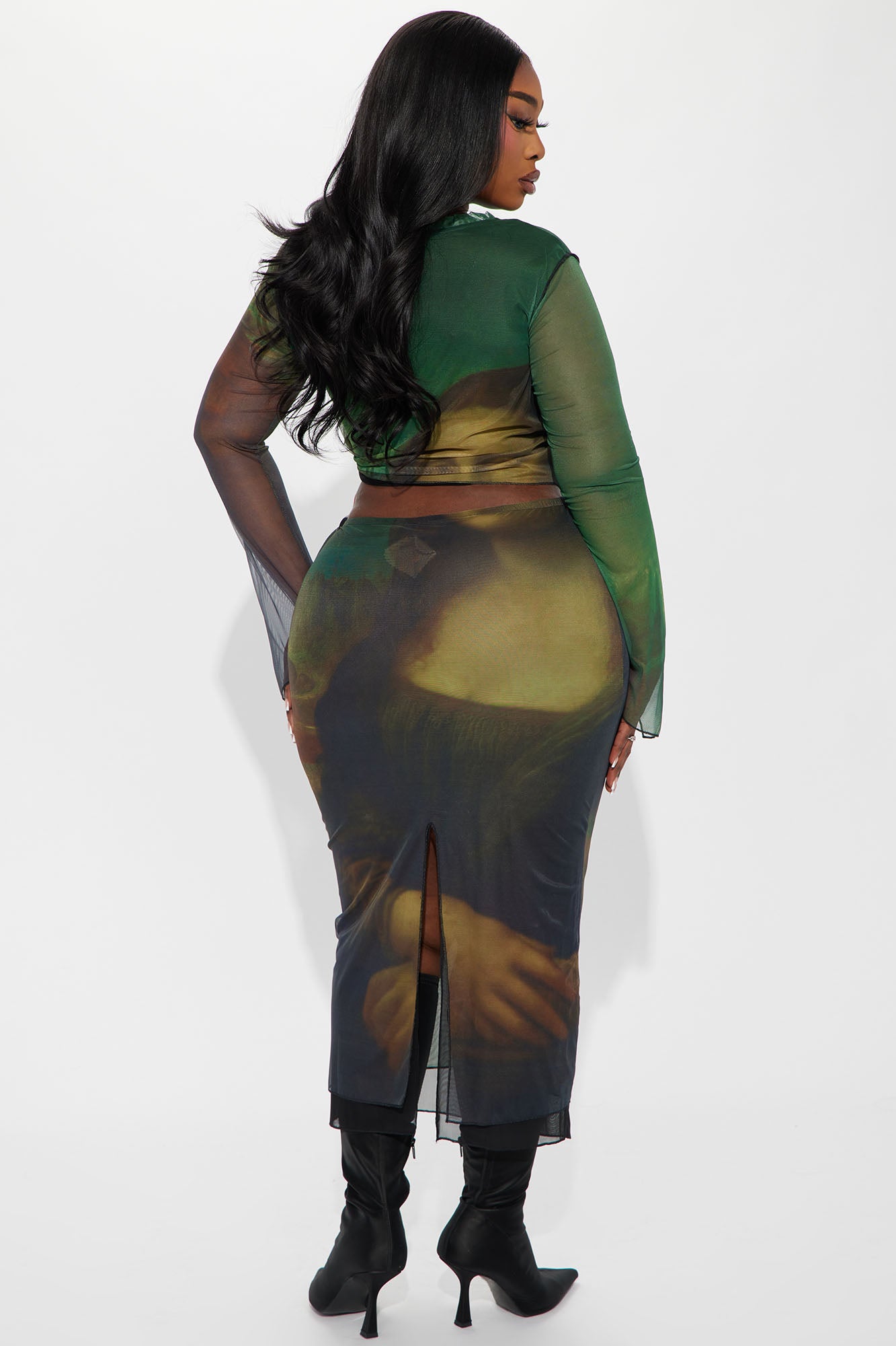 Mona Lisa Mesh Skirt Set - Green/combo
