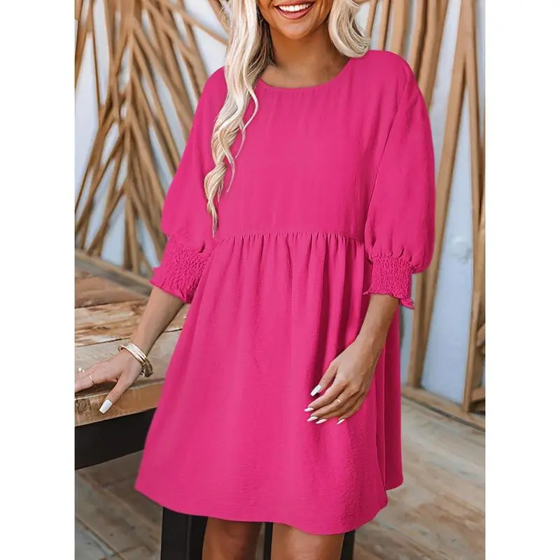 Chic Black Summer Tunic Dress for Women – Flowy Mini Shift with Short Sleeves, Perfect for Casual Dates & Beach Days