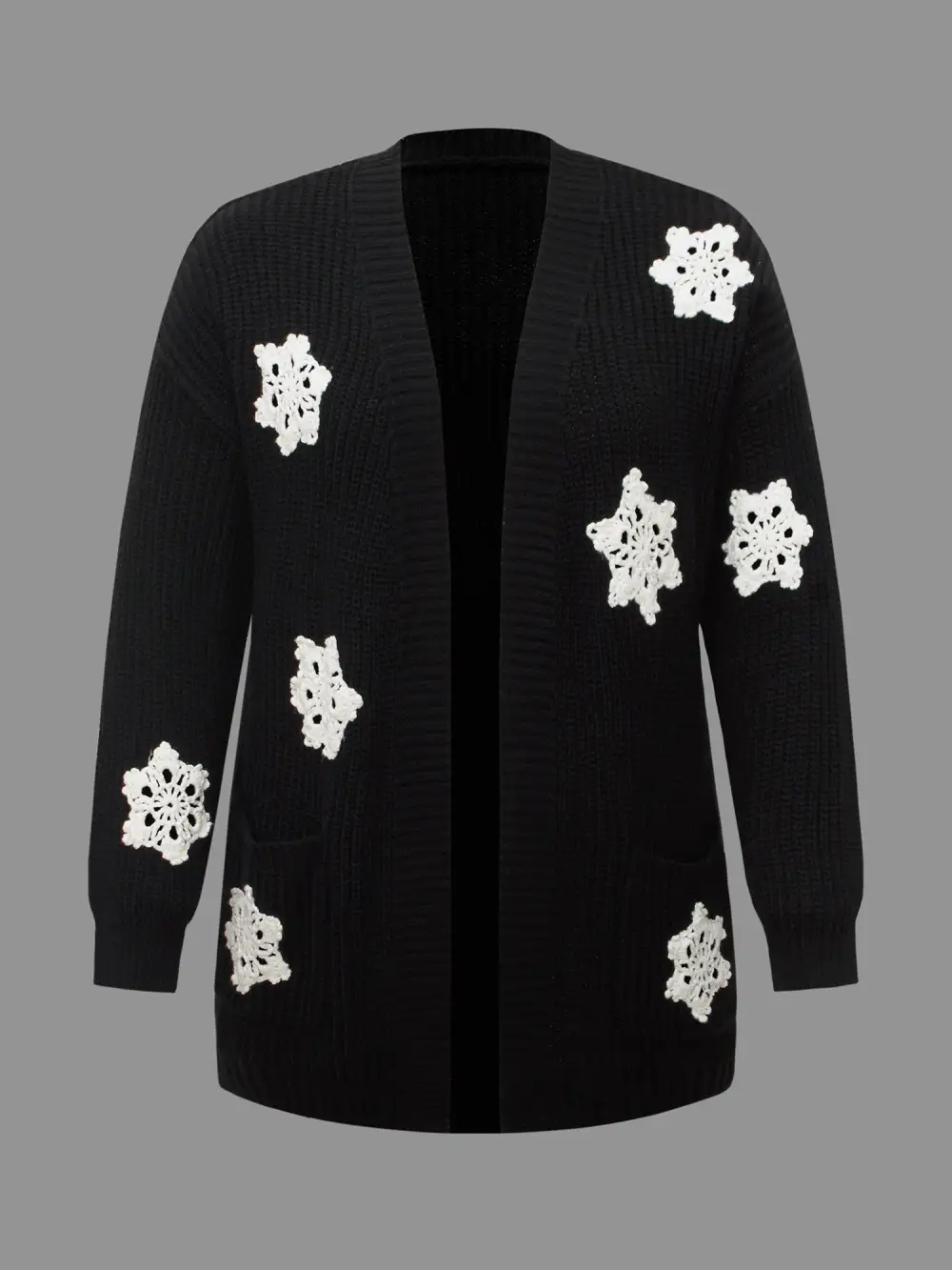 Snowflakes Embroidered  Open Cardigan