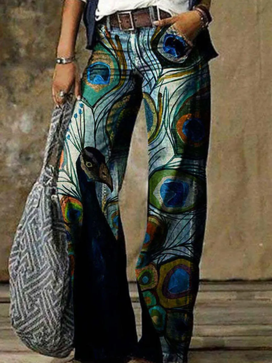 Casual Loose Butterfly Print Jeans