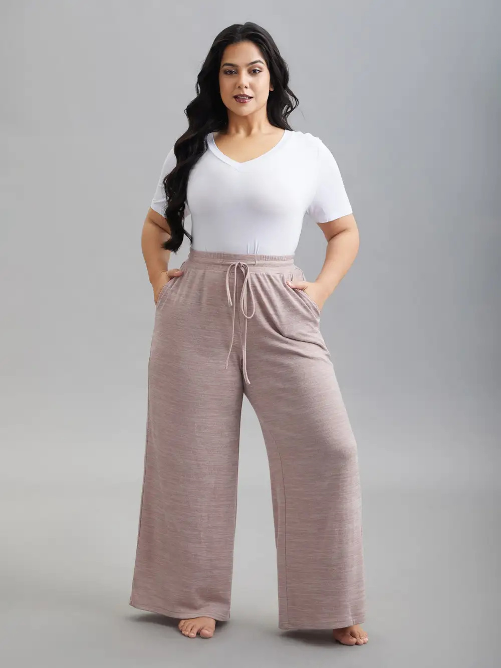 Heather Drawstring Loose Lounge Bottoms