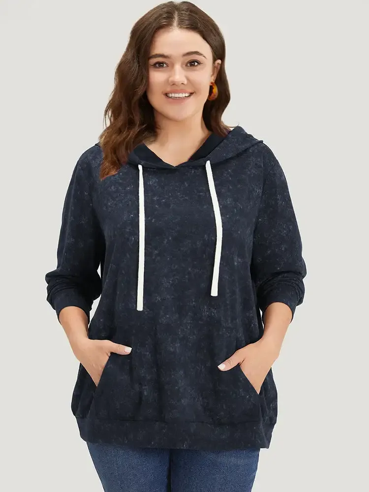 Hooded Ties Pocket Elastic Cuffs Sweatshirt