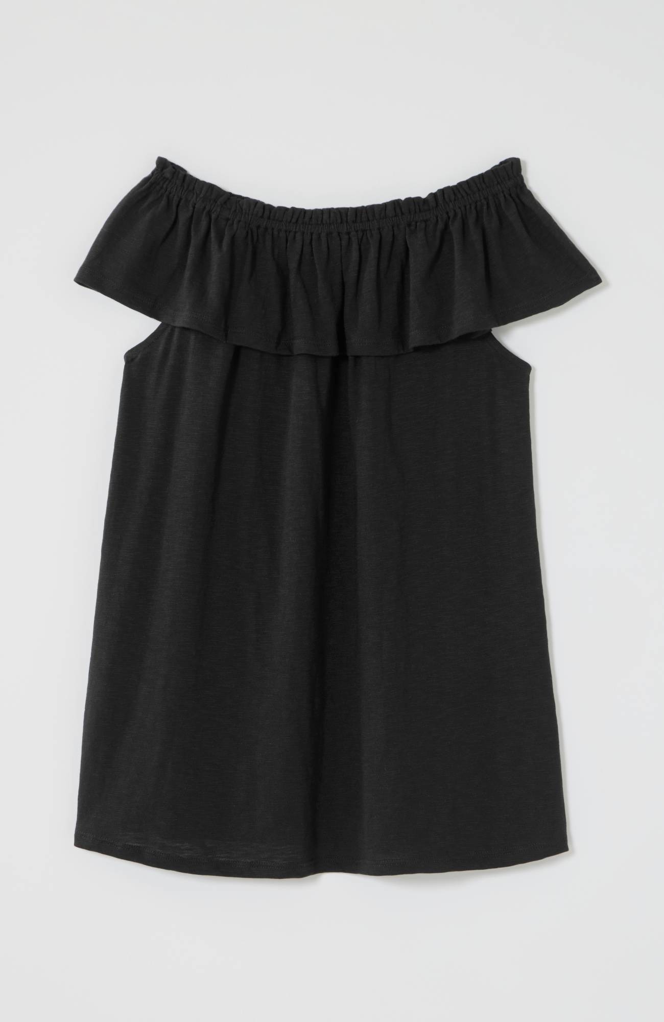 Convertible-Shoulder Ruffled Top