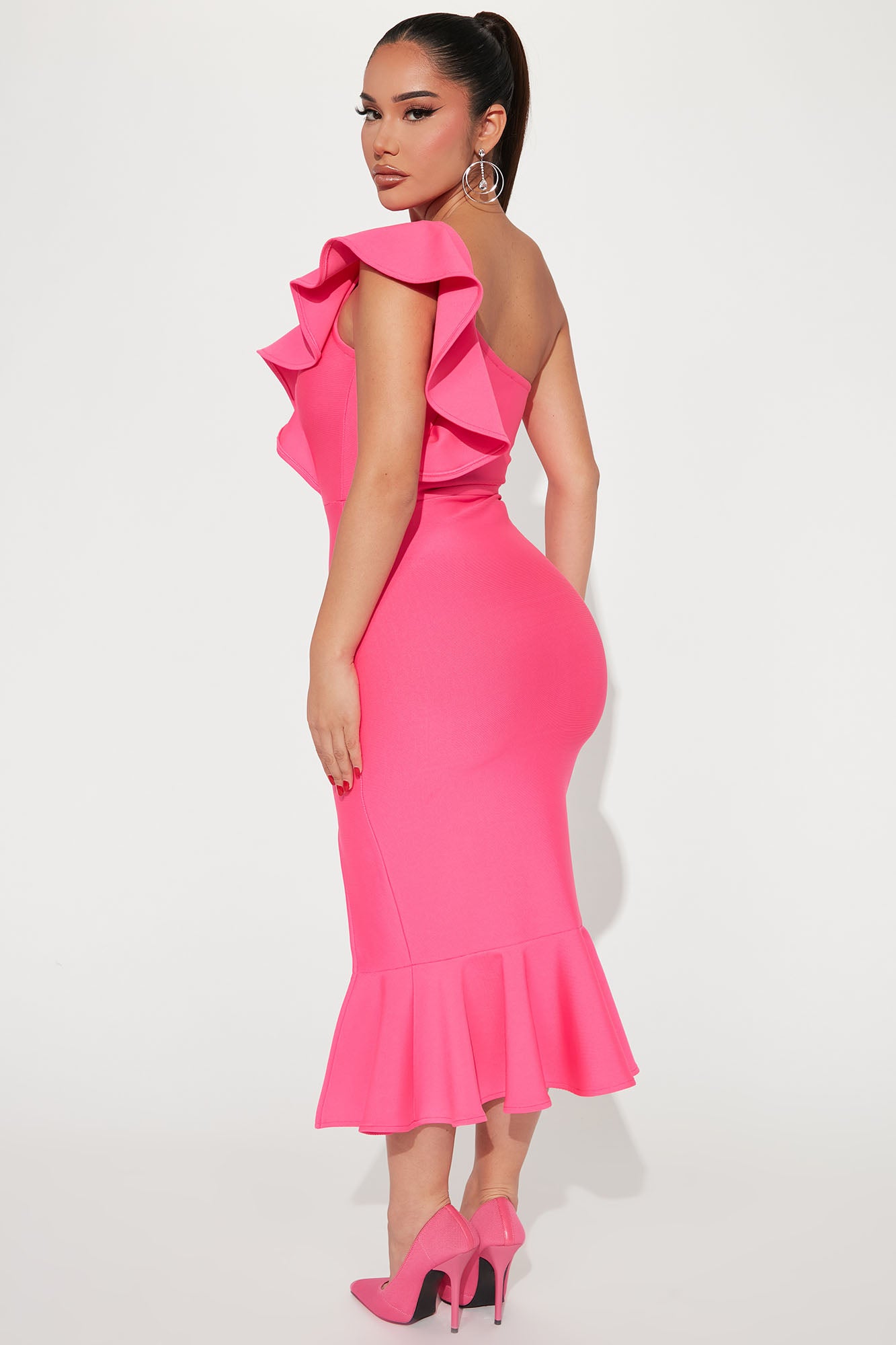 Alaia Bandage Midi Dress - Hot Pink
