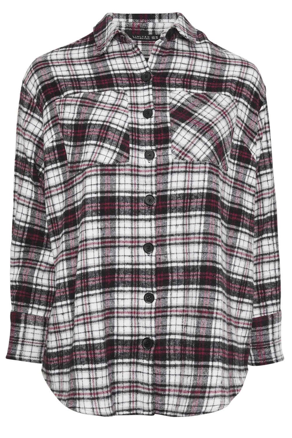 LIMITED COLLECTION Curve White & Red Check Print Shacket
