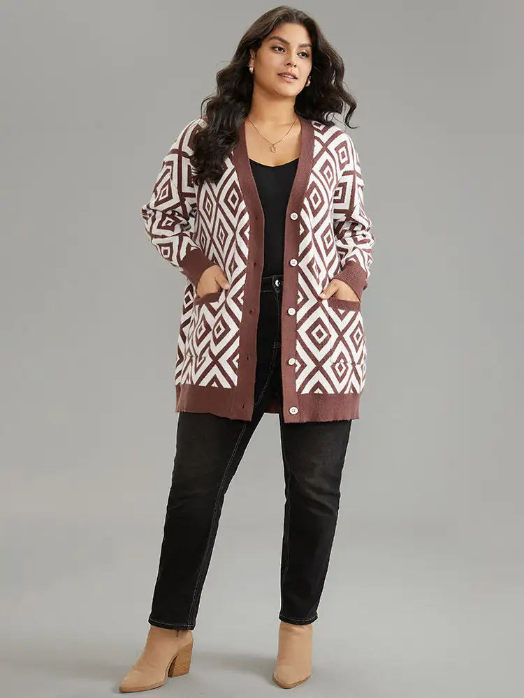 Supersoft Essentials Geometric Button Through Cardigan