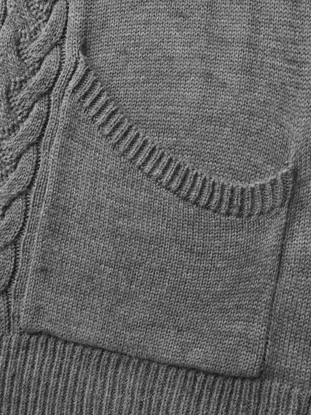 Cable Knit Side Pockets Knit Cardigan