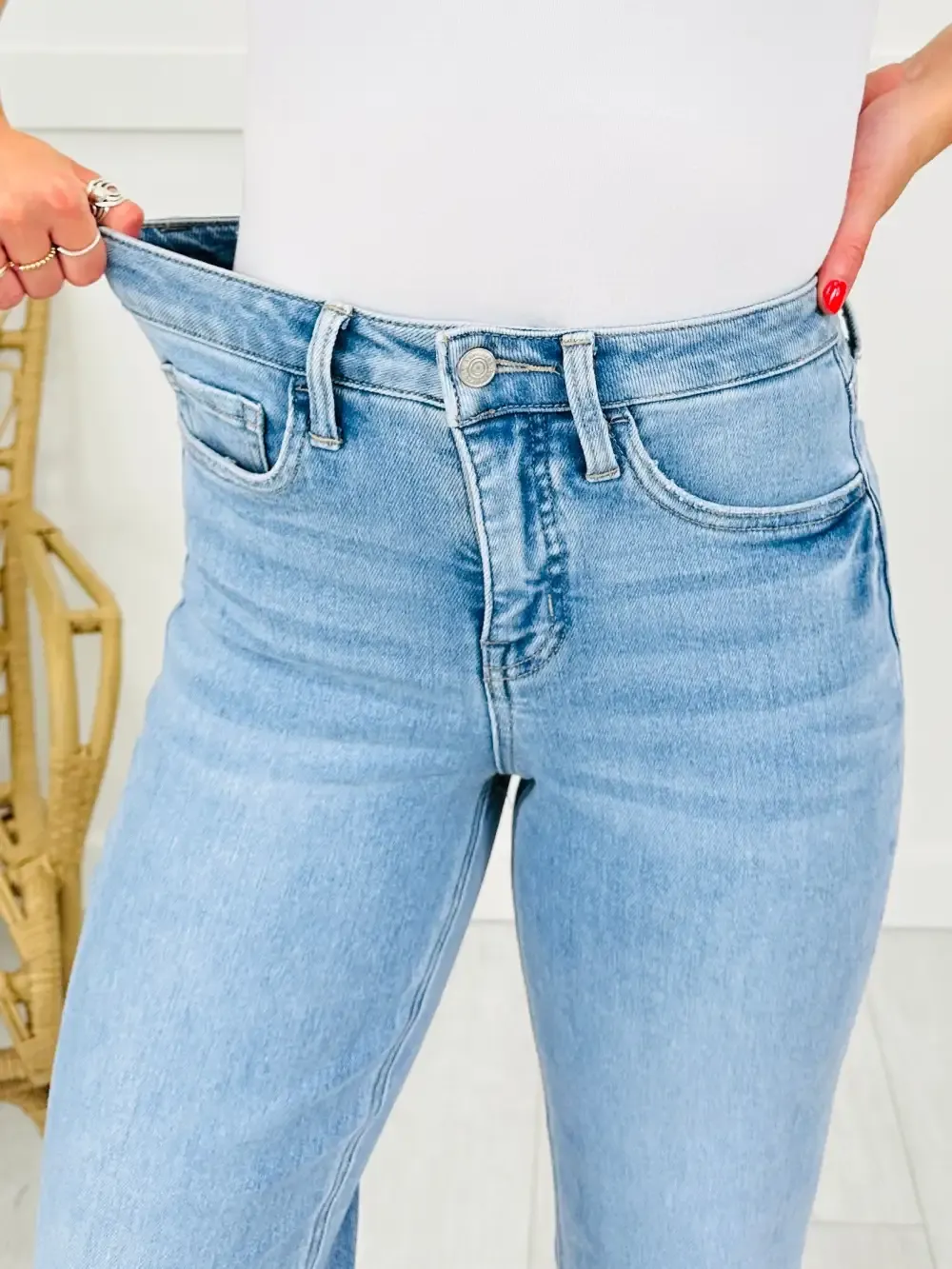 New Love Tummy Control Slim Wide Leg Jeans