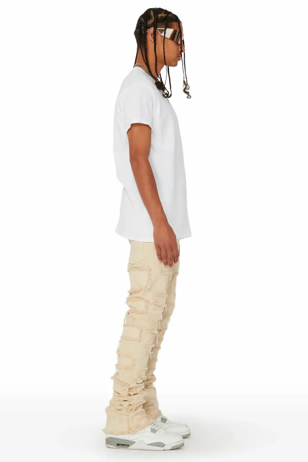 Shake Beige Stacked Flare Jean