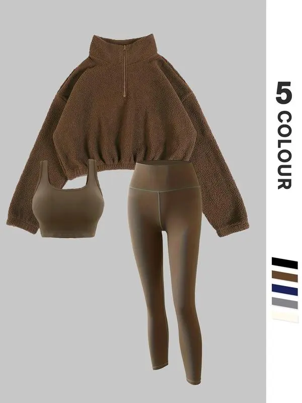 Women’s Thermal Tracksuit Set – 3-Piece Sporty Outfit