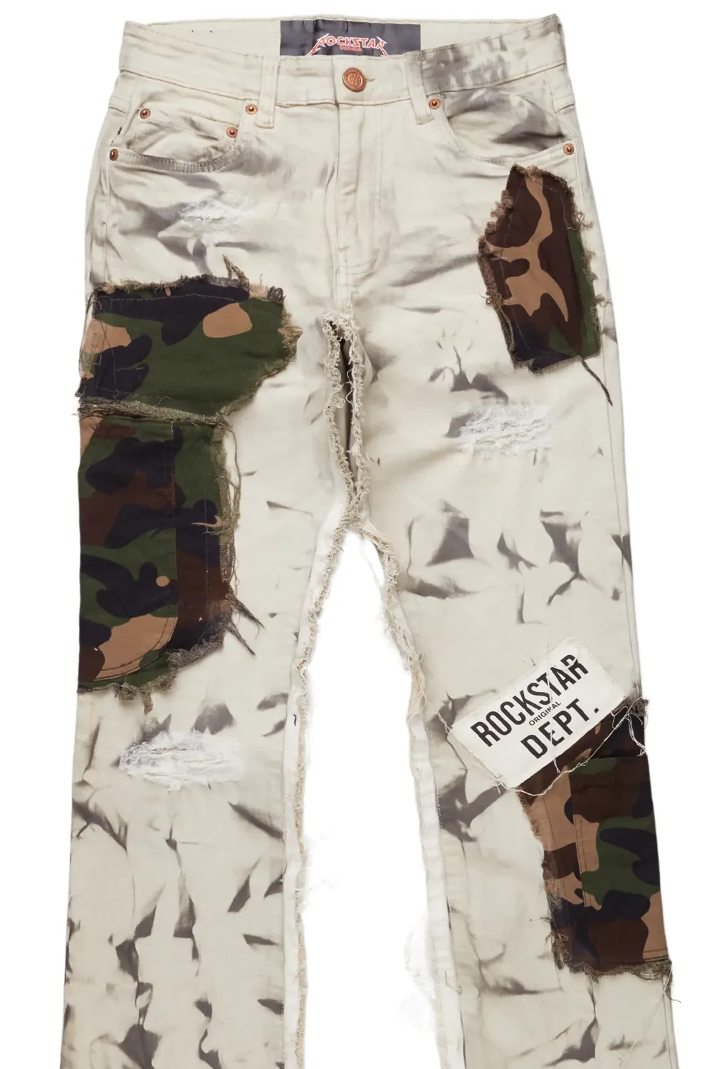 Chad Beige/Camo Patchwork Stacked Jean