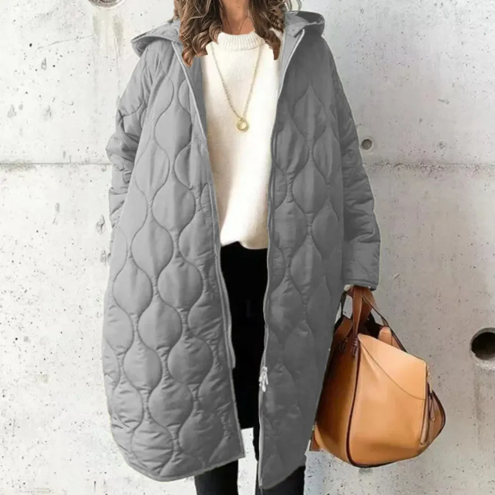 Custom Logo Winter Ladies Long Quilted Diamond Plaid Loose Casual Bubble Puffer Down Jacket Coats