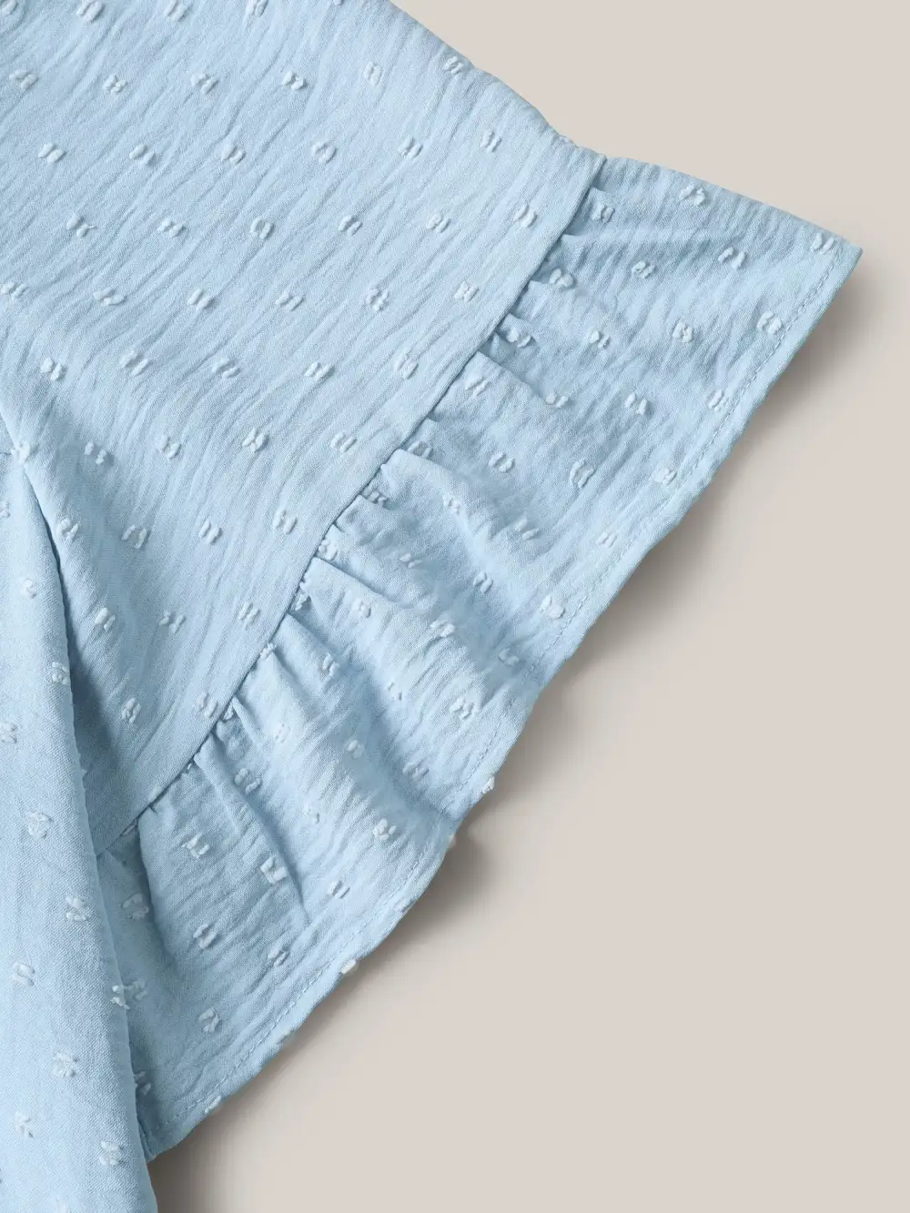 Textured Floral Embroidered Flared Sleeve Shirt