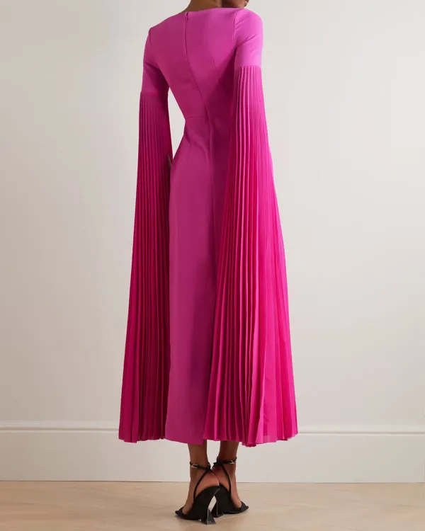 Grace crepe and pleated chiffon gown