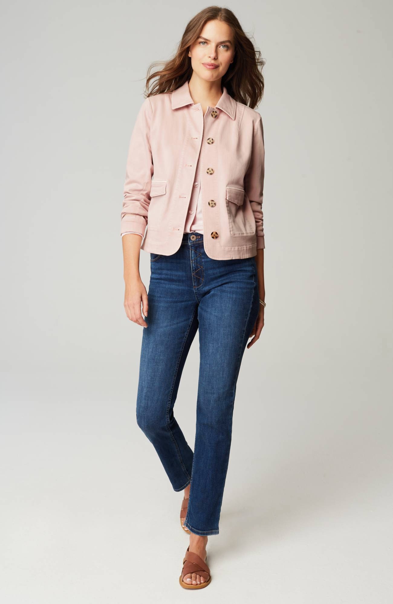 Curved-Hem Denim Jacket