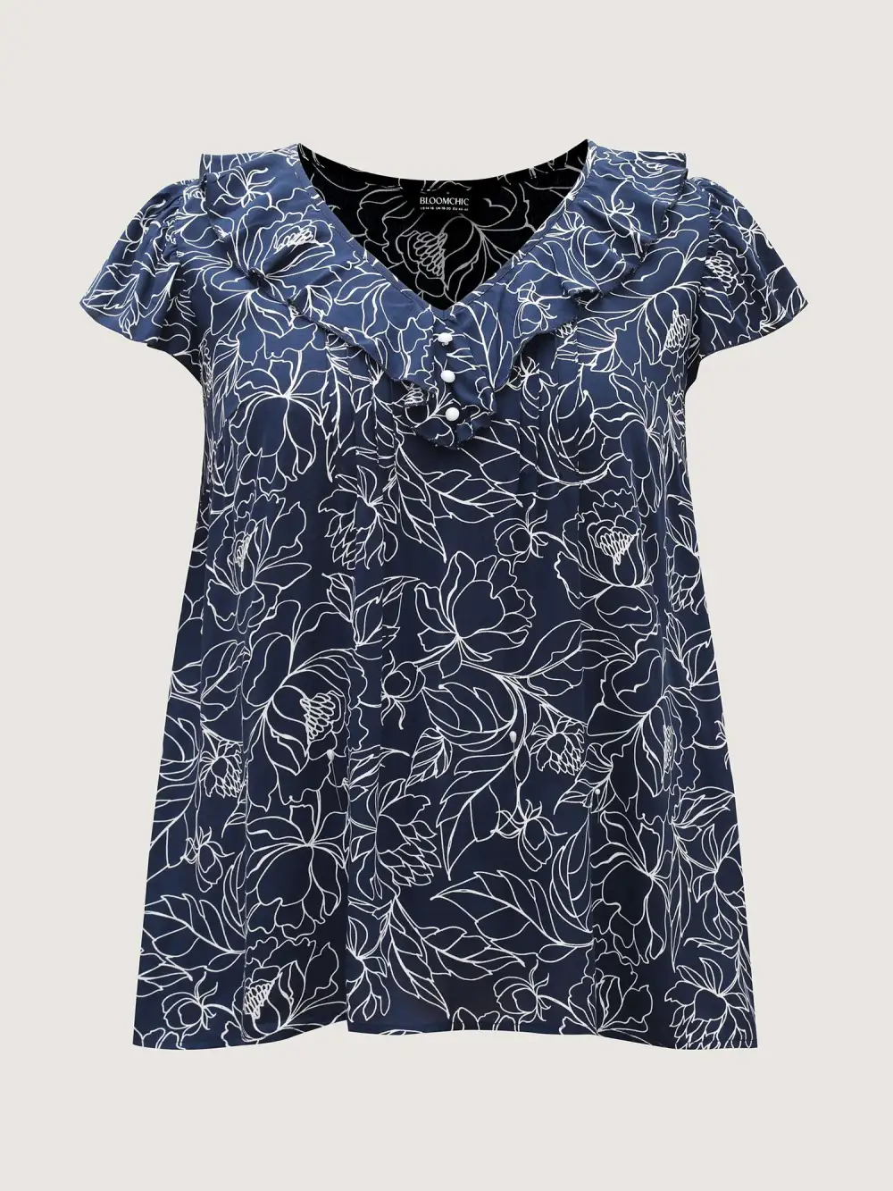 Floral Abstract Print Ruffled Blouse