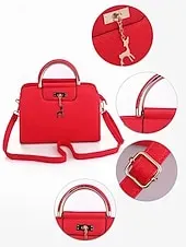 Women's Faux Leather Top Handle Tote Bag with Deer Charm - Elegant Structured Women's Shoulder Bag, Perfect for Mother's Day Gift, Work, Shopping and Casual Outings