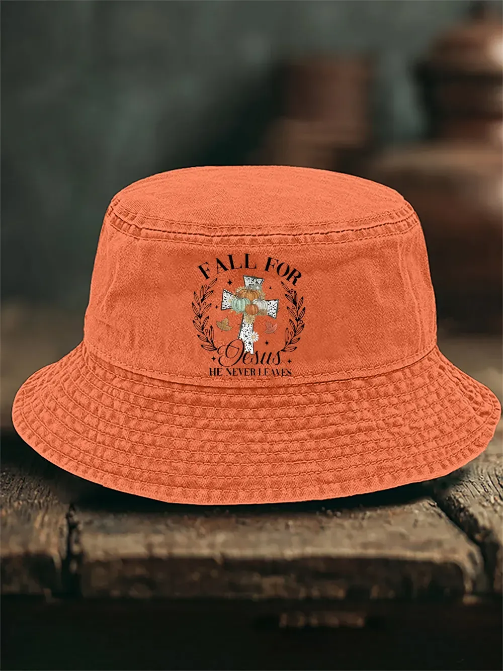 Unisex Fall Faith Print Bucket Hat