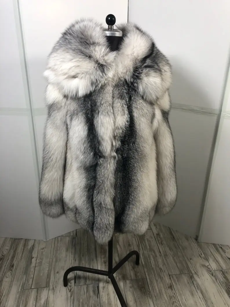 Platinum Fox Fur Coat Women's