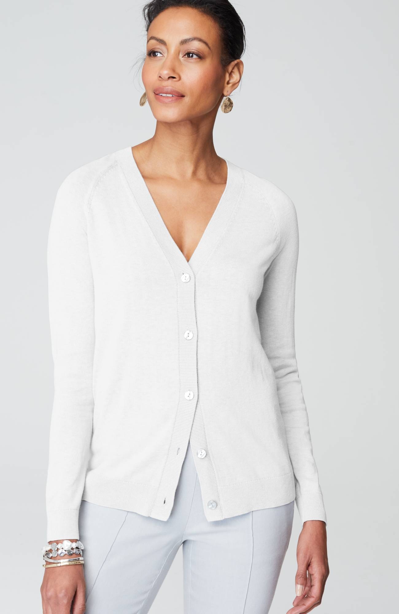 organically grown cotton v-neck cardi