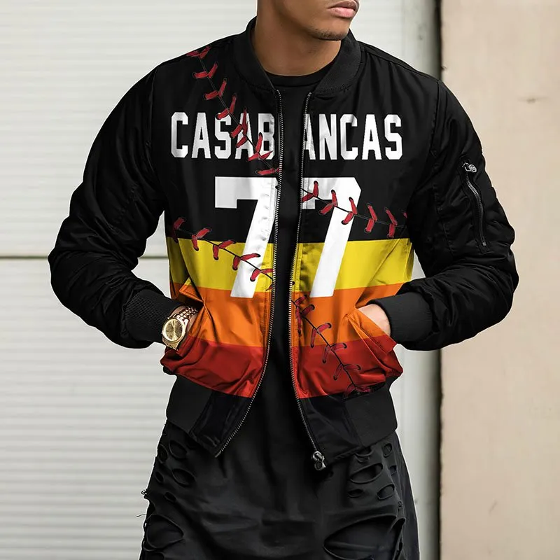 Baseball Alphabet Print Casual Jacket