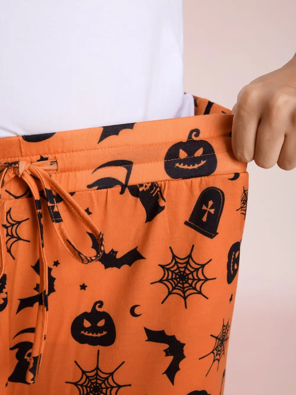 Pumpkin Patch Print Wide-Leg Lounge Bottoms
