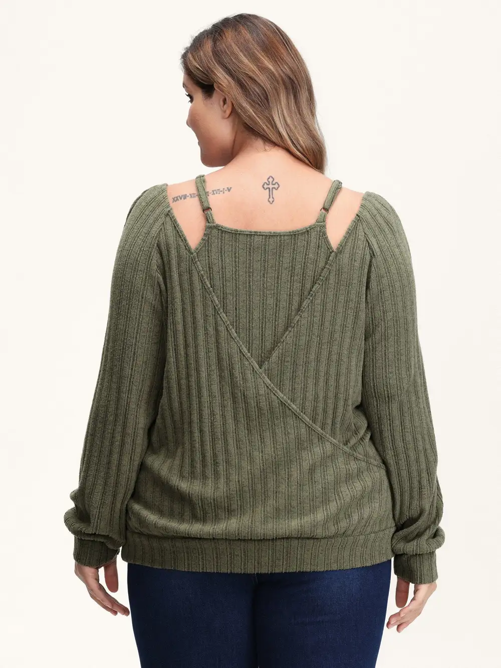 2-In-1 Textured Shoulder Straps Sweatshirt