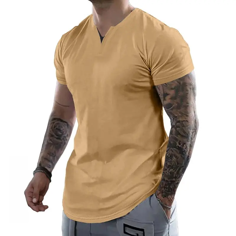 Men's Slim Fit V-Neck T-Shirt – Soft Short Sleeve Tee for Gym & Casual Wear