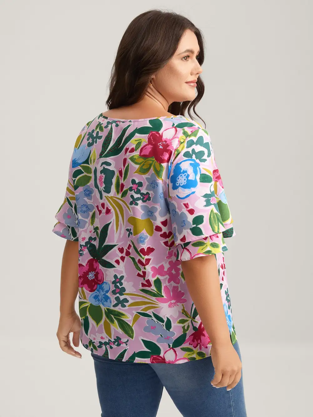 Sunkissed Floral Lotus Leaf Sleeve Blouse