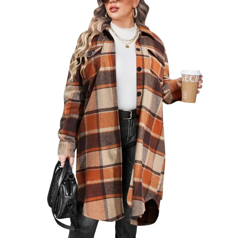 Women's Plus Size Flannel Plaid Shirt