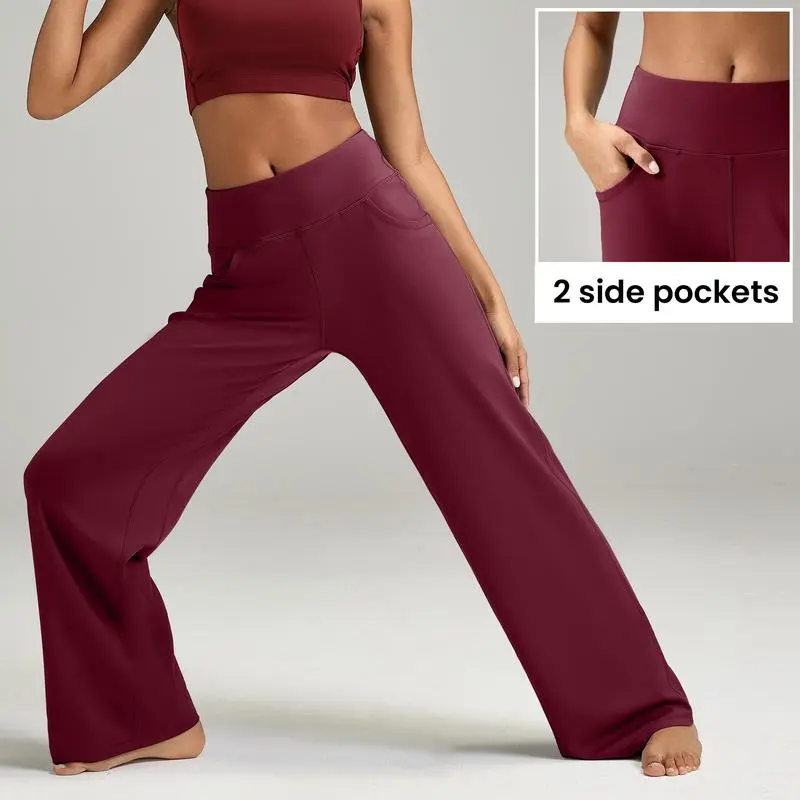 High Waisted Loose Wide Leg Yoga Pants for Women with Pockets Lounge Casual Work Pants