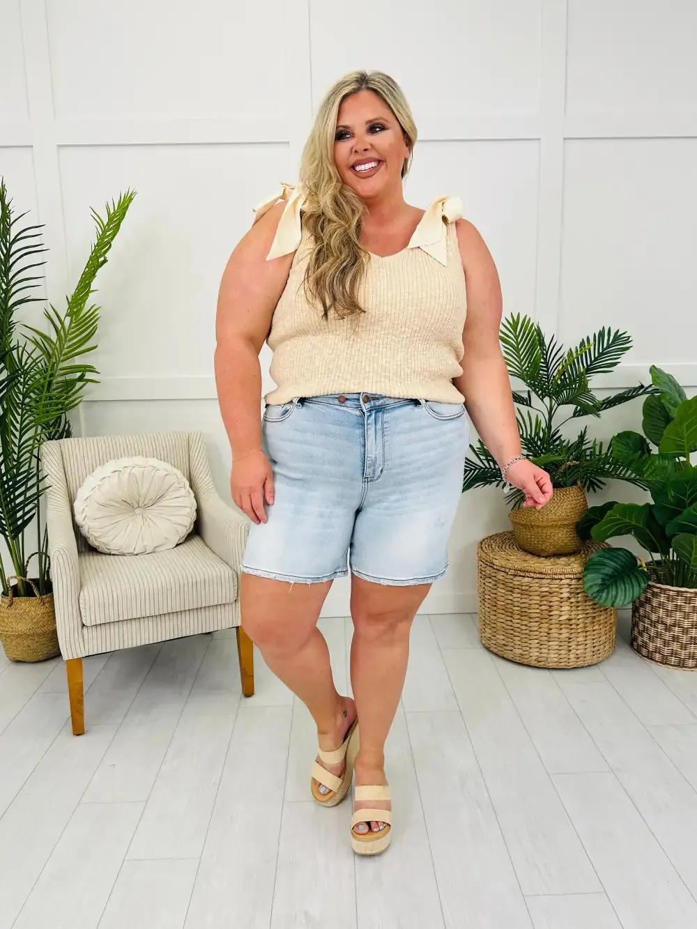 Judy Blue Scene Stealer Double Button Dad Shorts