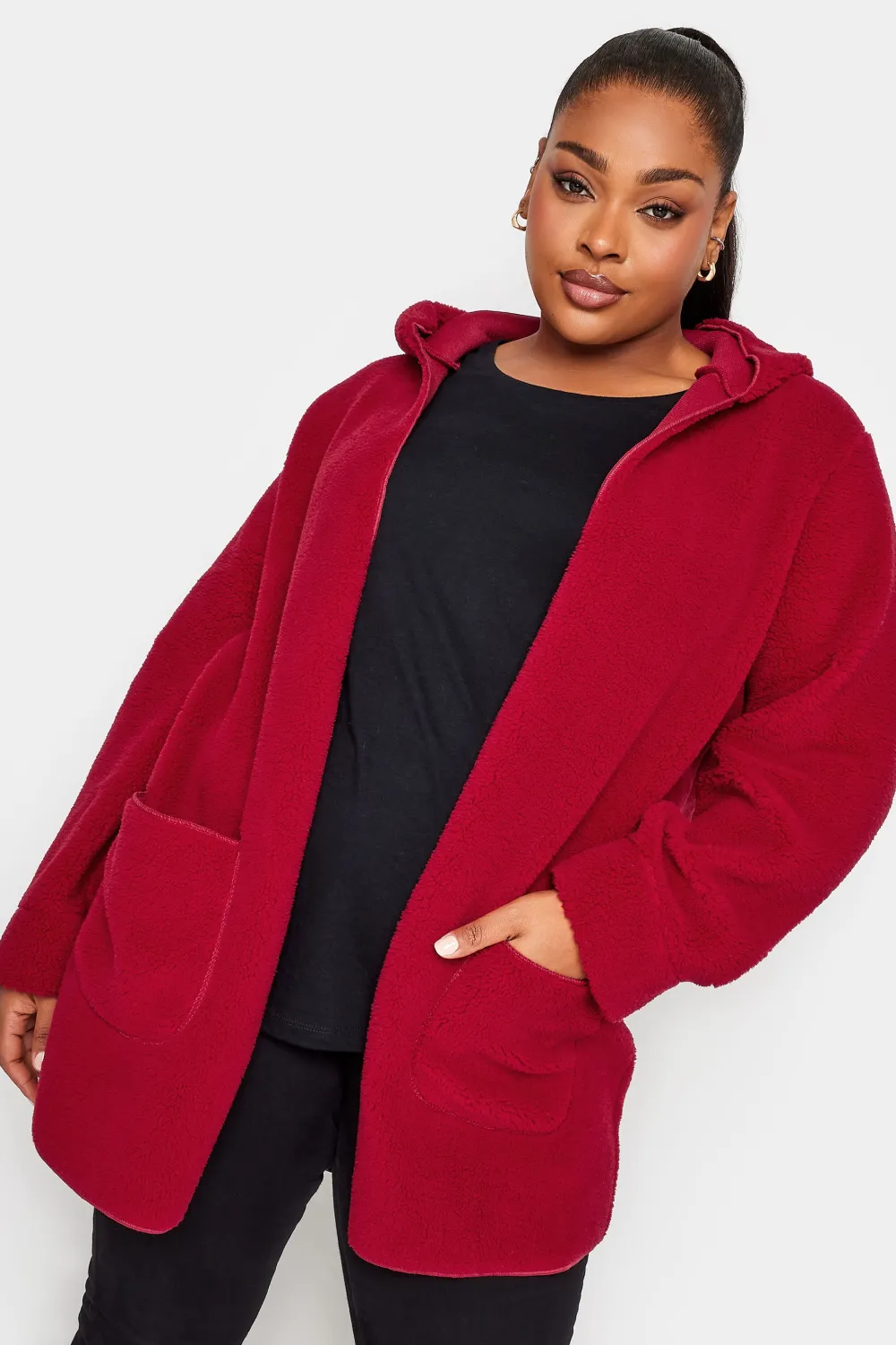 YOURS Curve Brown Teddy Hooded Jacket