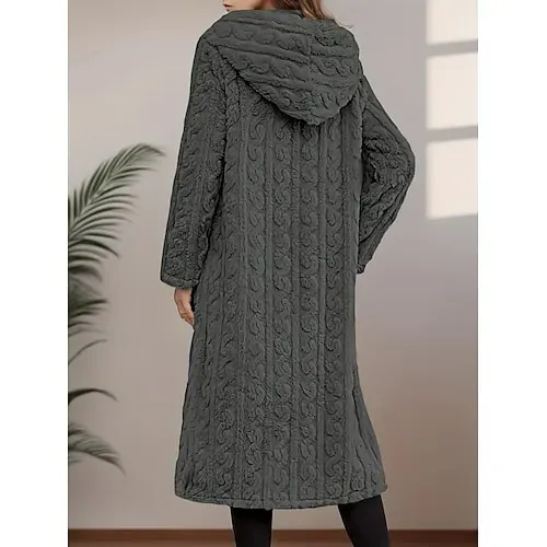 Women's Fleece Jacket Casual Jacket Hoodie Jacket Comfortable Breathable Zipper Pocket Casual Solid Color Vacation Street Casual Daily Wear Zipper Regular Hooded Regular Fit Long Sleeve Outerwear