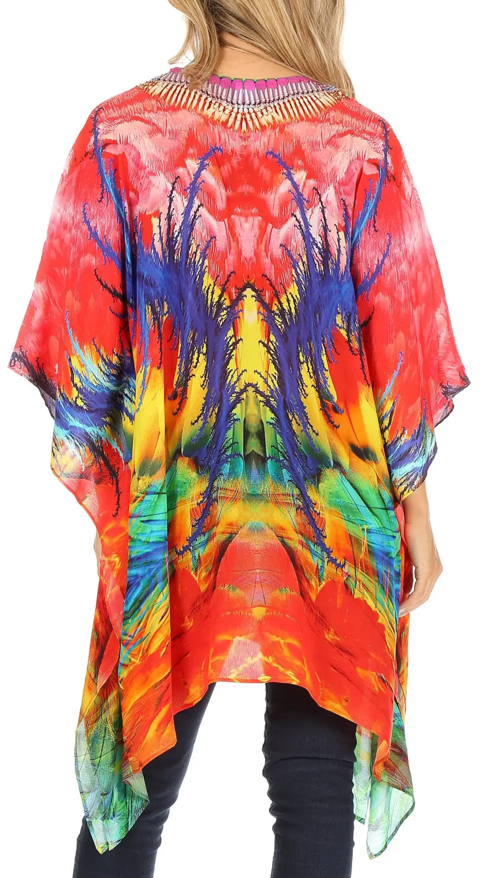 Women's Caftan Poncho Cover up V neck Top Lace up With Rhinestone